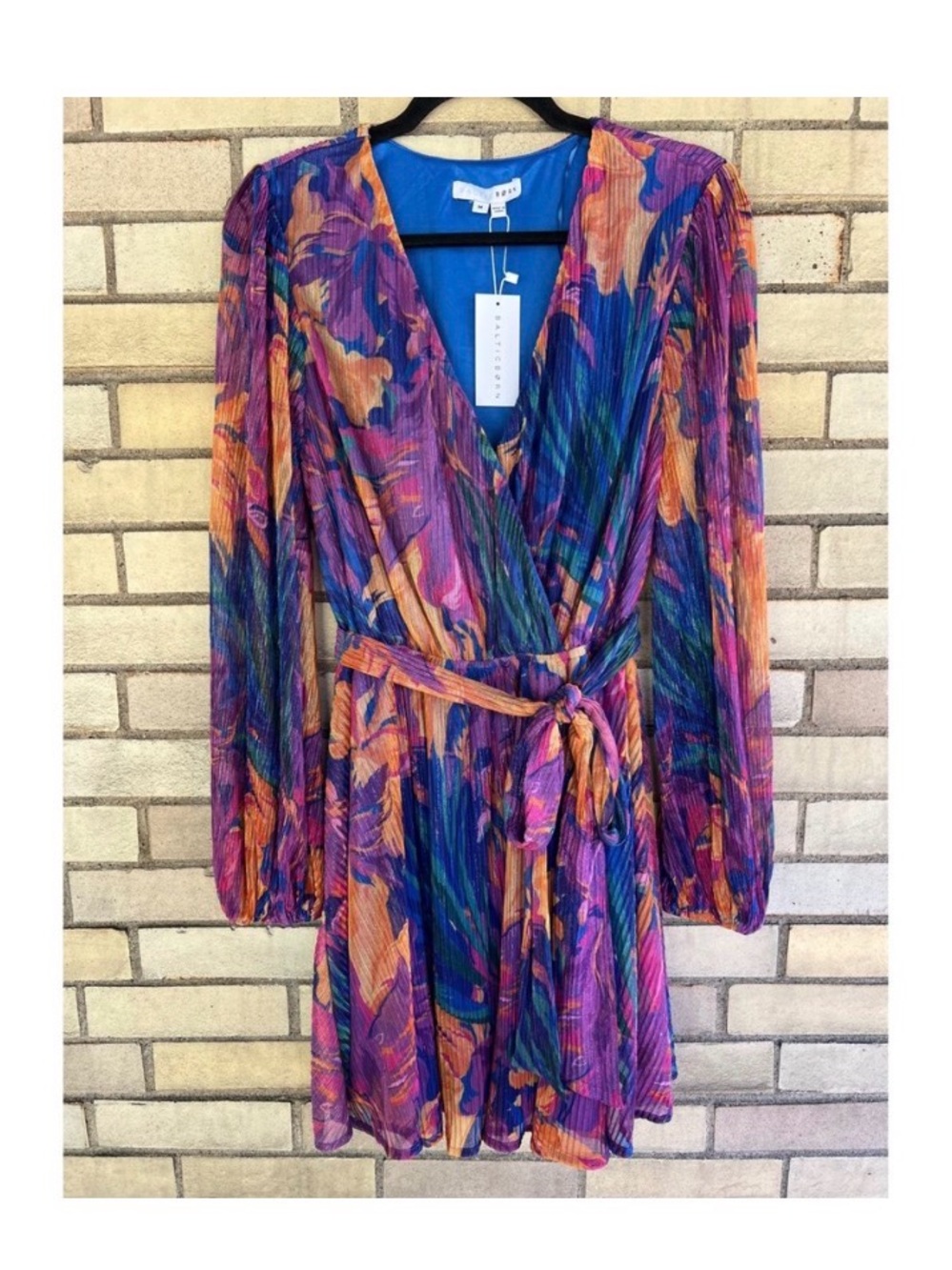 Baltic Born Purple Multicolor Printed V-Neck Long Sleeve Mini Dress - Picture 5 of 6